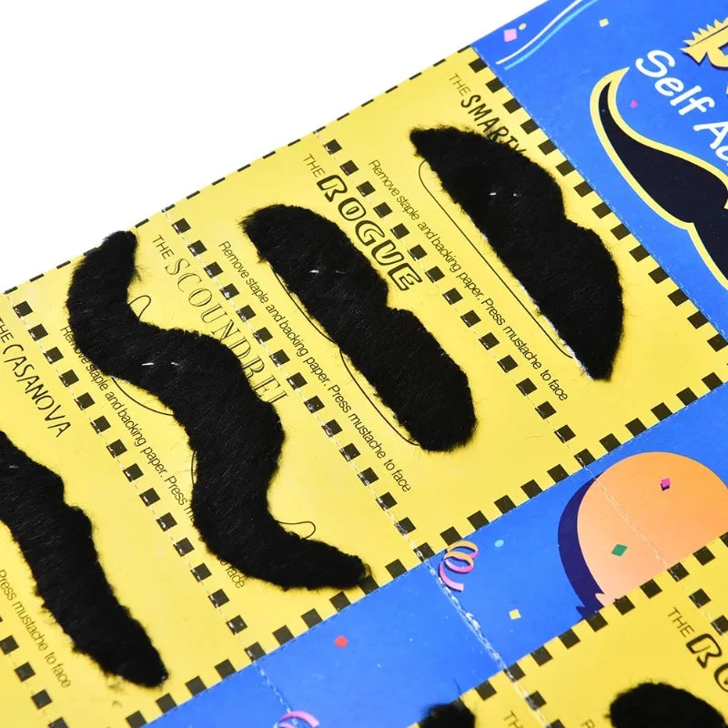 Self-Adhesive Fake Mustaches Party Favors for Costumes - 6/12 Pcs
