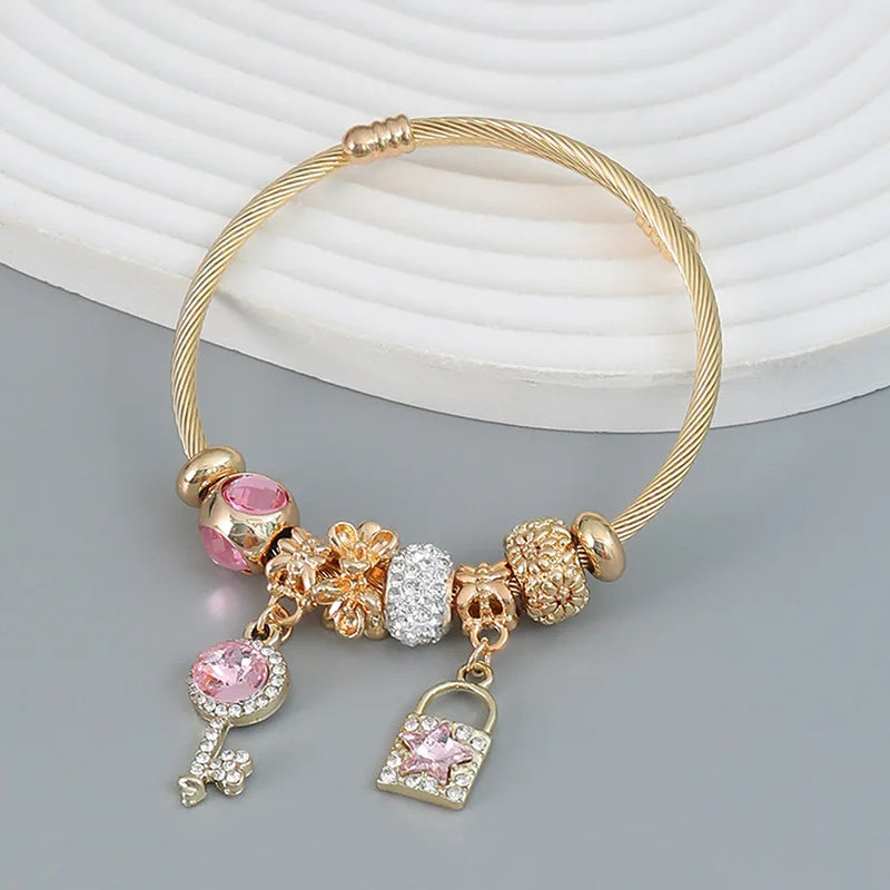 Fashion Beaded Love Bracelet for Women - Multi Element Stainless Steel Charm Jewelry