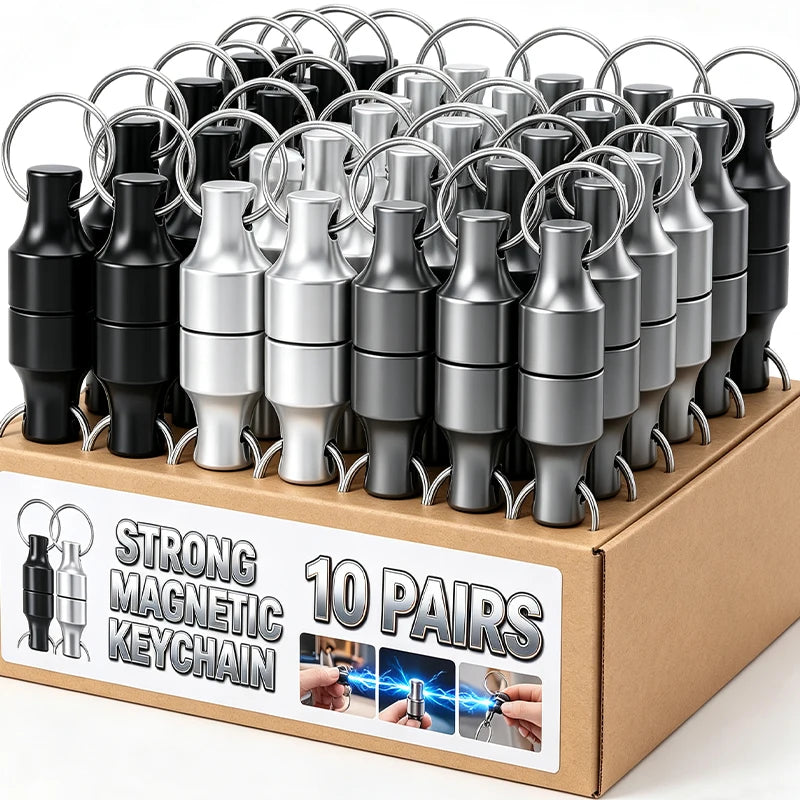 Magnetic Mini Keychains Set - Carbon Steel Double Loops Hook Holders