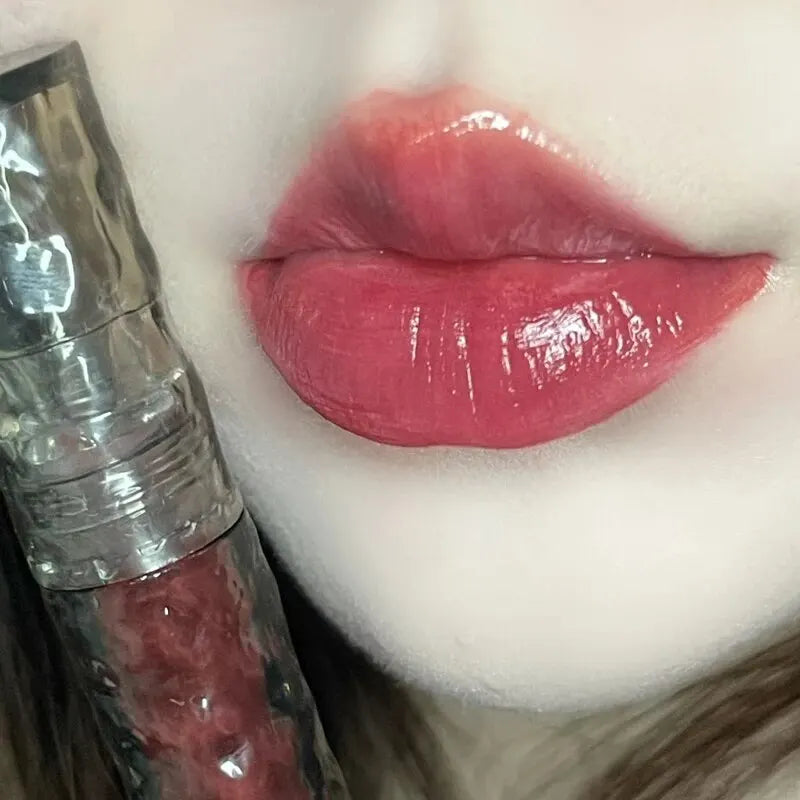 Hydrating Lip Gloss with Glacier Rock Mirror Design - Long-Lasting Moisturizing Lip Shine
