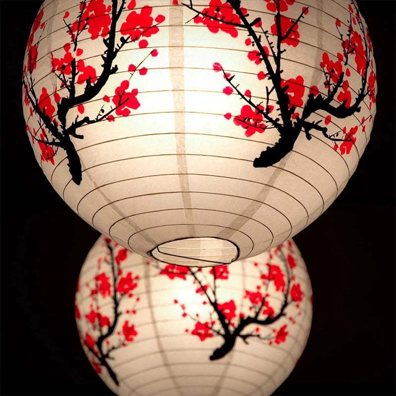 Plum Blossom Paper Lanterns - Chinese Japanese Style Outdoor Garden Decor