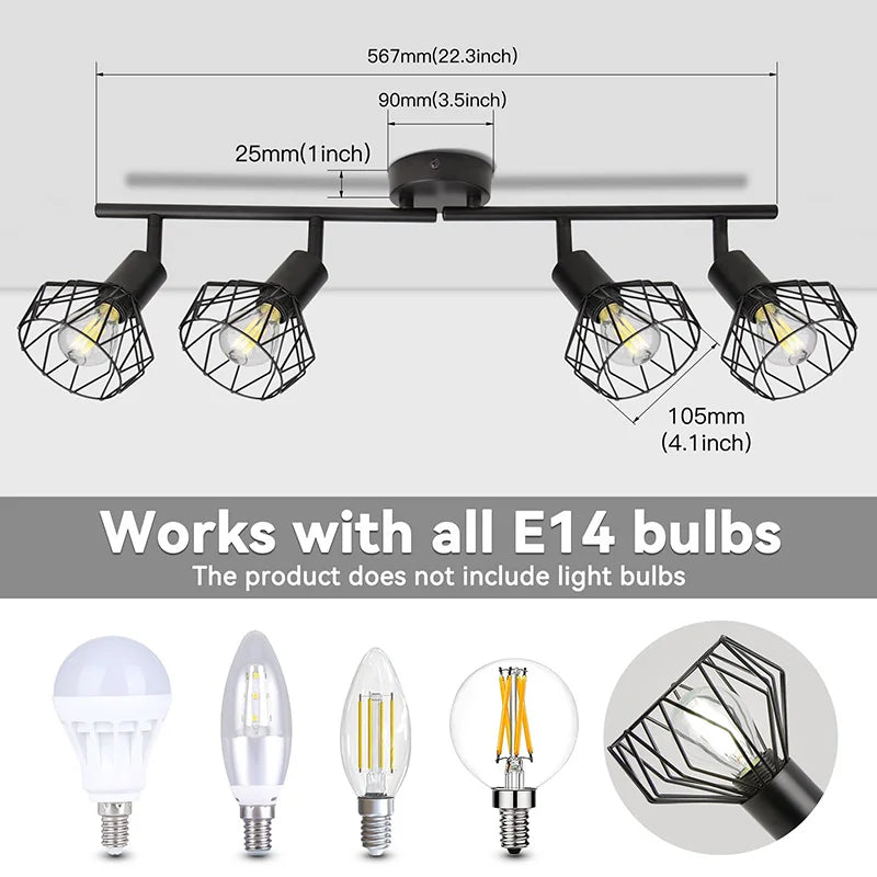 Adjustable Metal Chandelier LED Ceiling Pendant Light for Living Room & Kitchen
