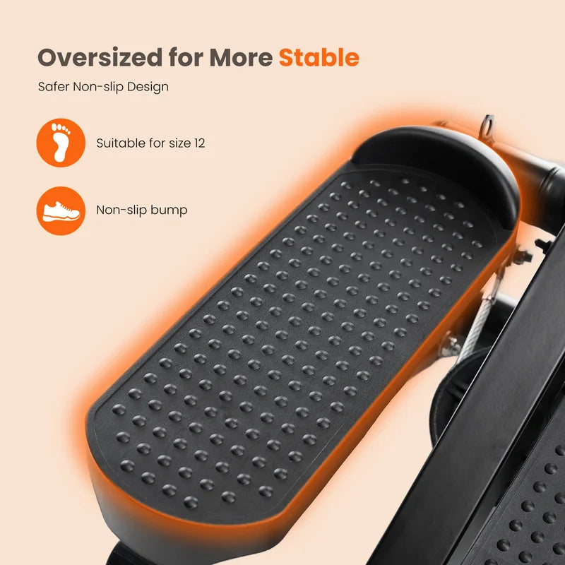 Mini Stepper with Resistance Bands 300 LBS Capacity Compact Cardio Equipment