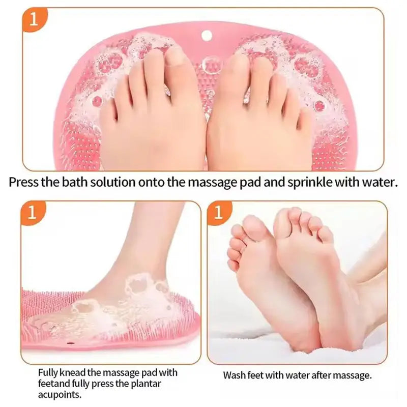 Silicone Foot Scrubber Brush with Non-Slip Base - Deep Cleansing Foot Pad