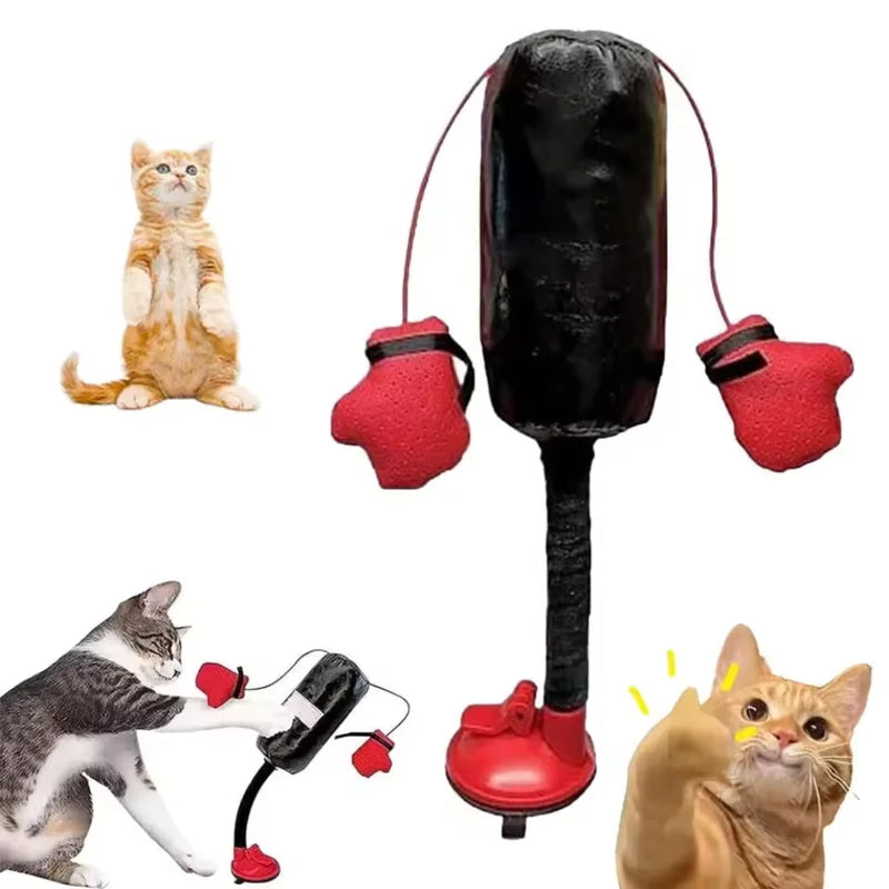 Cat Punching Bag Toy with Boxing Gloves - Interactive Indoor Play