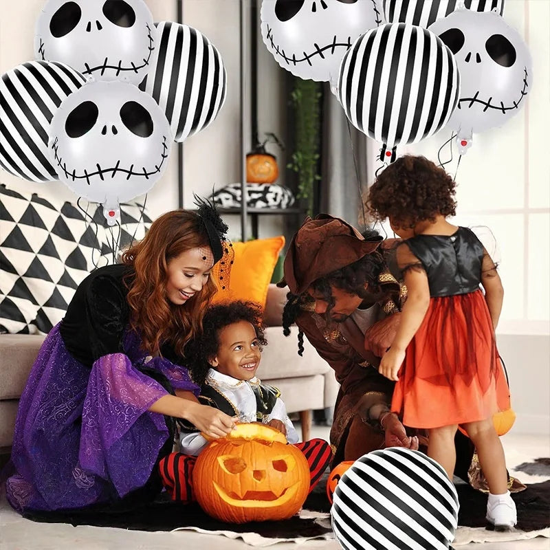 18-Inch Skeleton and Ghost Foil Balloons Halloween Party Decorations - 12 Pack