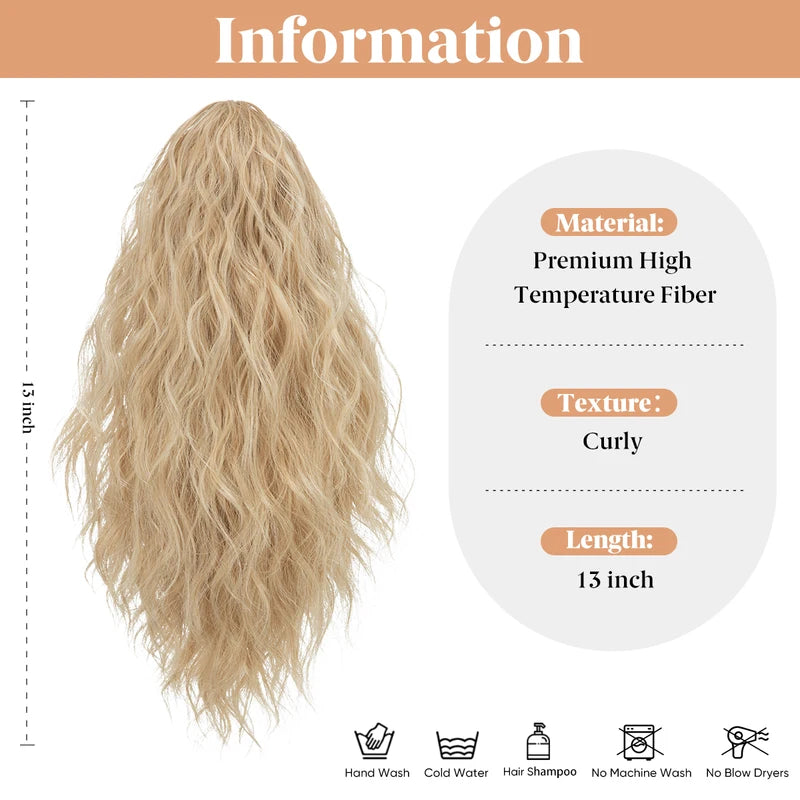 Synthetic Curly Claw Clip-In Ponytail Hair Extensions - Blonde Brown Short Hairpiece