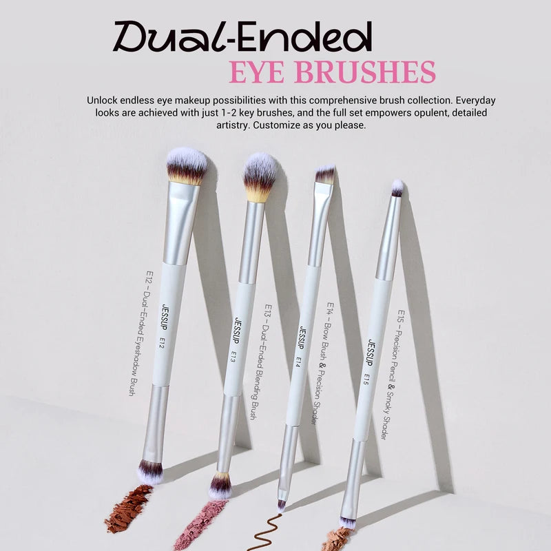 7-Piece Dual-Ended Makeup Brush Set with Travel Bag - Professional Face & Eye Tools