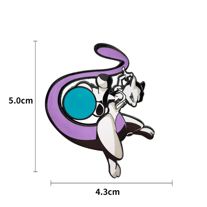 Mewtwo Anime Metal Pin Badge - Game Character Brooch for Bags & Clothing