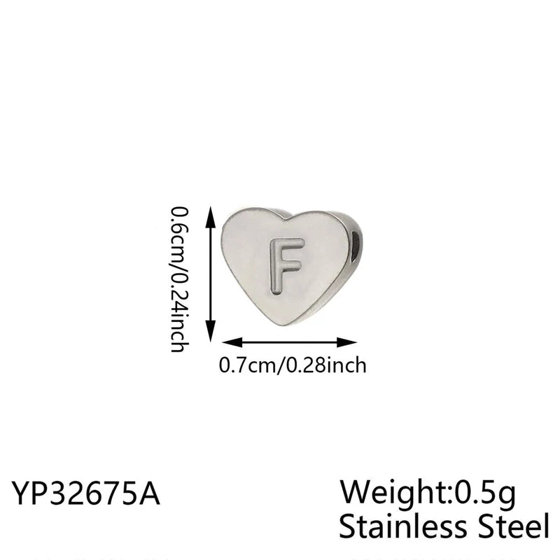 Engraved Letter Heart Charm Pendant - Silver Gold Rose Gold Finish, Perforated Jewelry Accessory