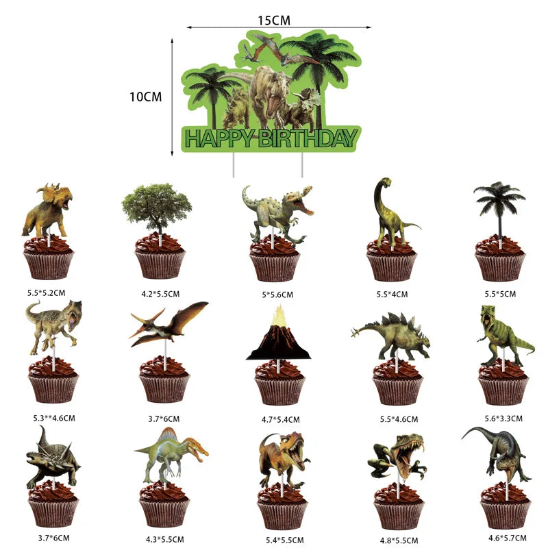 Dinosaur Birthday Party Decorations Set with Banner and Hanging Swirls - Kids Party Supplies