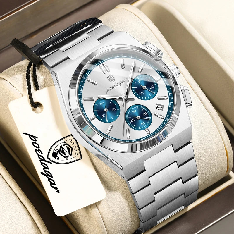 Men's Quartz Watch Waterproof Luminous Chronograph Stainless Steel Business Watch