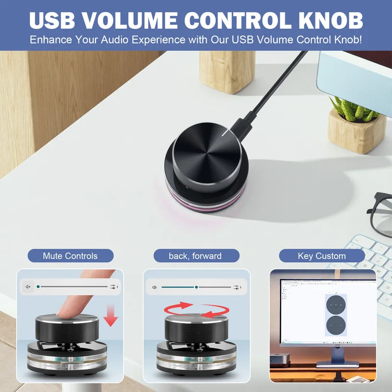Wired Multifunctional Volume Control Knob Surface Dial for Keyboard Support
