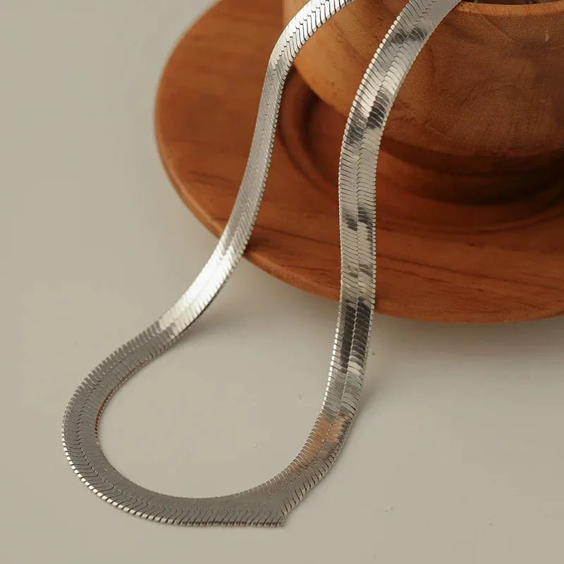 Sterling Silver Snake Chain Necklace for Women Minimalist Pendant Gift