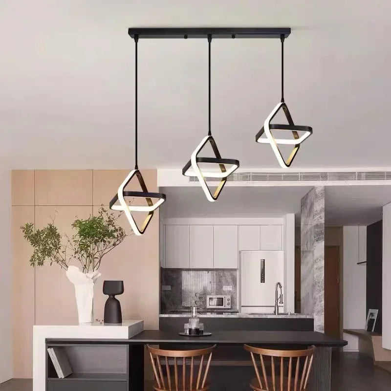 Modern Black LED Pendant Light Fixture for Dining Room Kitchen Living Room