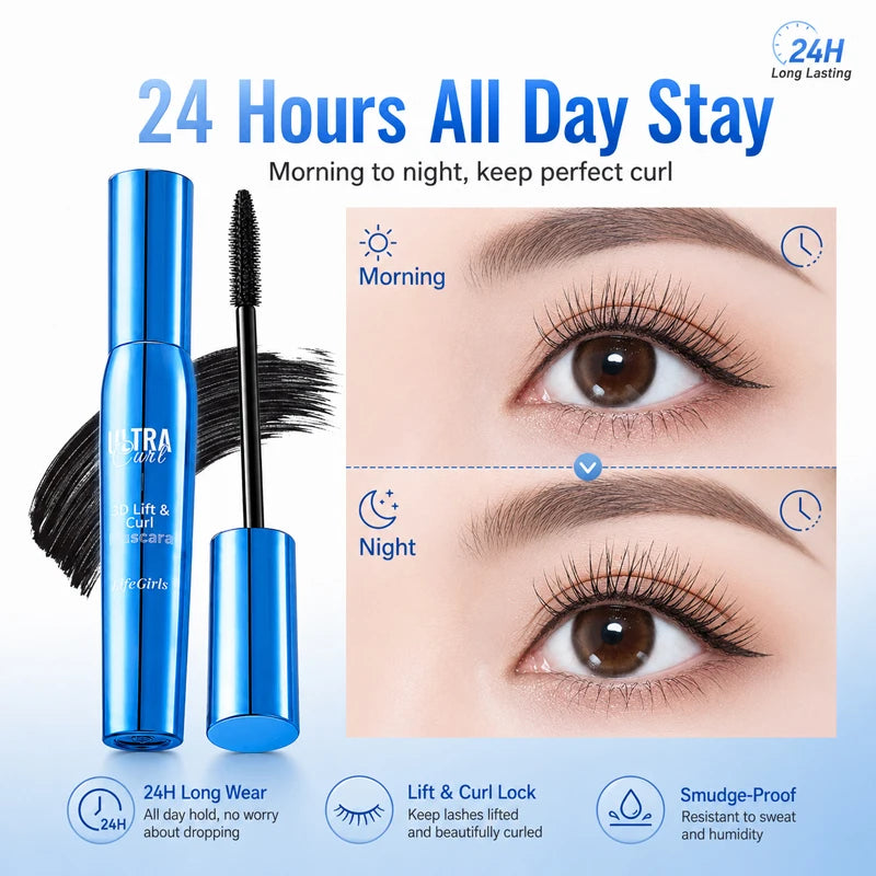 Waterproof Lengthening Volumizing Mascara - No Clumping, Smudge Proof, Long Lasting Eye Makeup