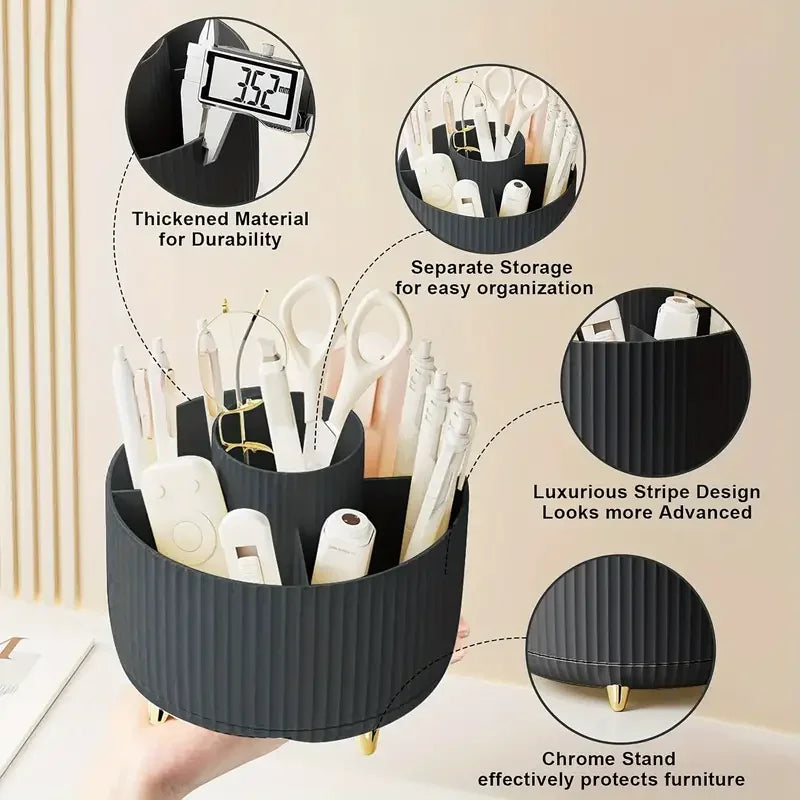 Rotating 5 Slot Makeup Brush Organizer Holder - Multi-Functional Vanity Storage