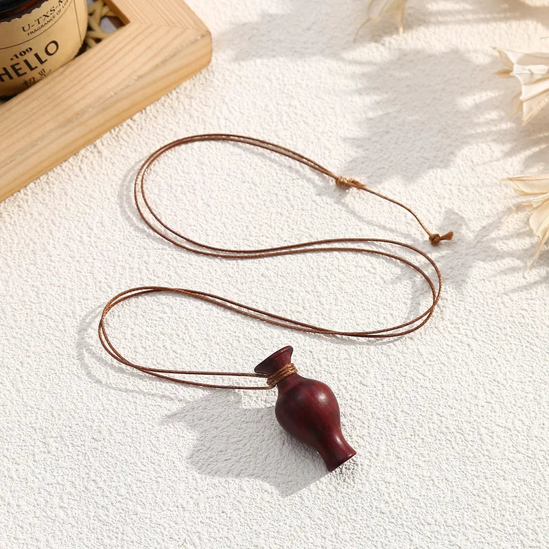 Wooden Water Bottle Pendant Necklace for Women - Fashion Jewelry Gift