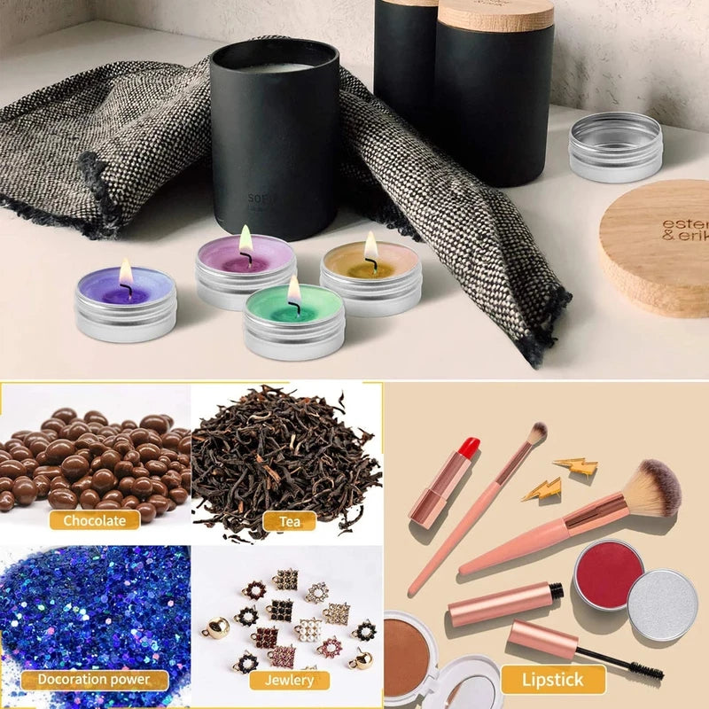 Aluminum Cosmetic Jars - 50pcs Metal Empty Containers for Lip Balm & Face Care