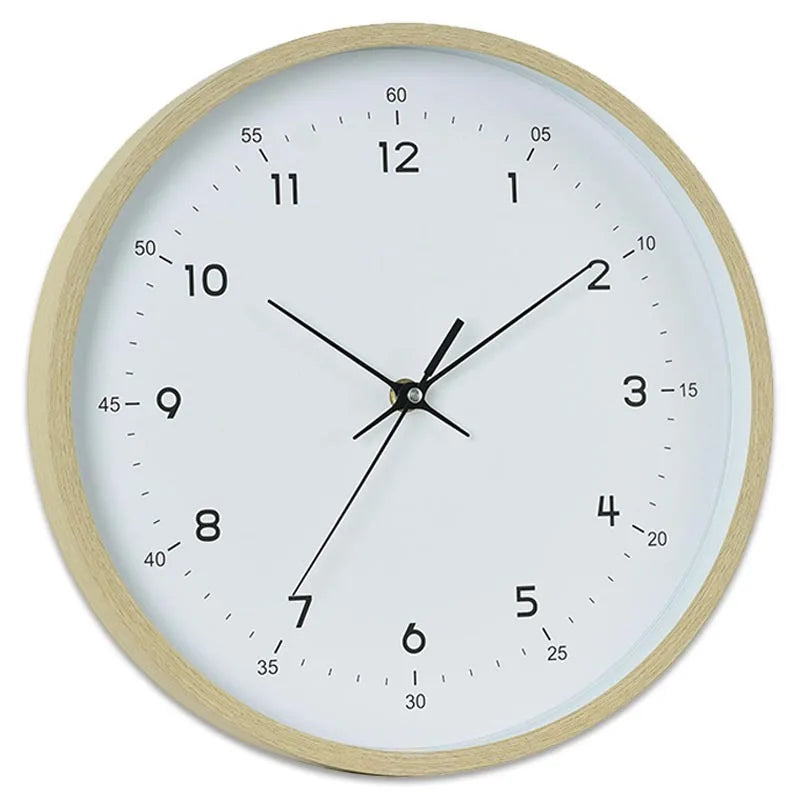 12-Inch Japanese Style Wooden Wall Clock - Silent Quartz Minimalist Home Decor