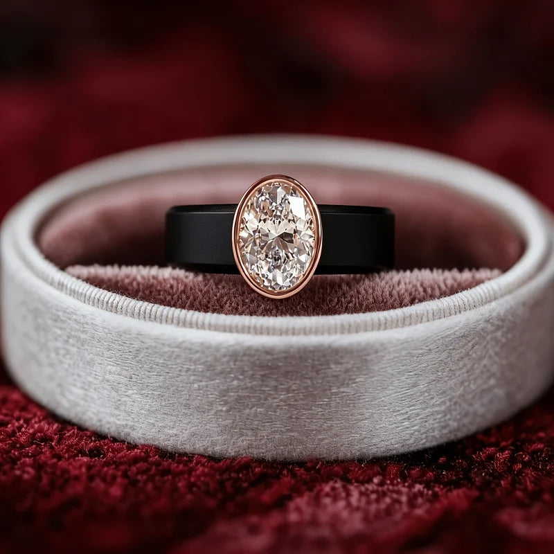 Sparkling CZ Black Silicone Ring - Wide Comfort Fit for Couples Wedding & Sport