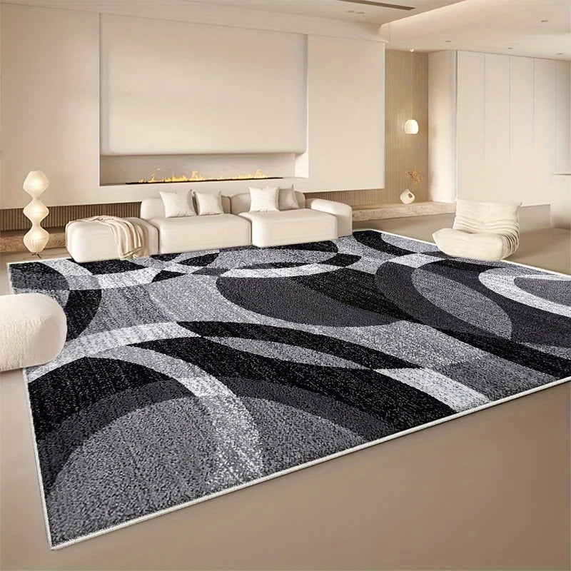 Geometric Non-Slip Rug for Living Room & Bedroom - Stain-Resistant Mat