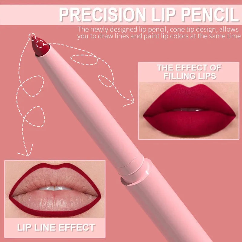 Lip Liner Pen Set Long-Lasting Waterproof Non-Fading Makeup 6-Piece Collection