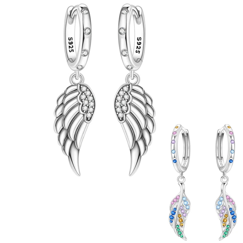 Sterling Silver Sparkling Wings Earrings for Women Drop Jewelry Party Gift