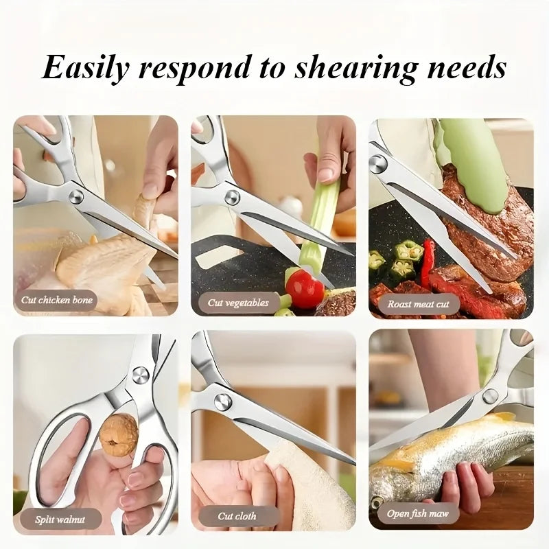 Stainless Steel Kitchen Scissors - Multipurpose Household Meat Poultry Cutting