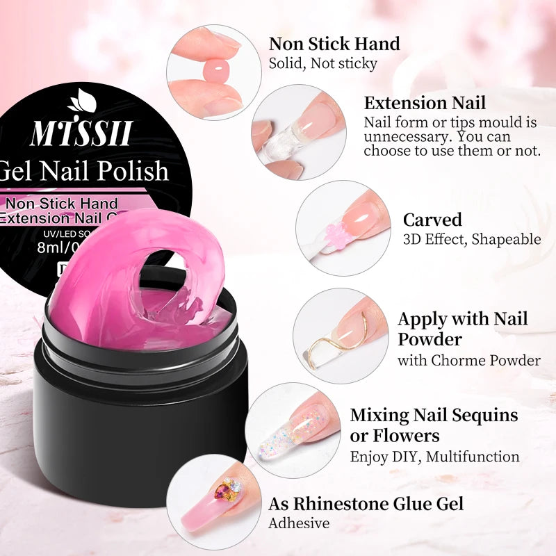Glass Jelly Nail Extension Gel Set - Non-Stick Hand Sculpting UV/LED DIY Kit