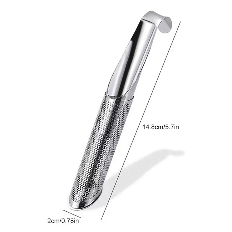 Stainless Steel Tea Infuser Filter for Loose Leaf Tea - Pipe Design, Long Handle, Reusable Brewer