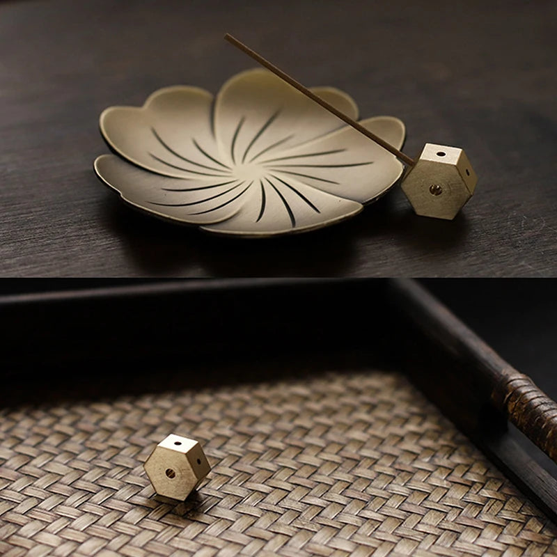 Hexagonal Brass Incense Holder for Aromatic Sticks - Indoor Home Decor