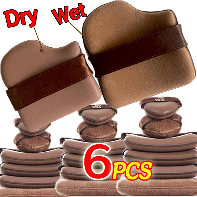 6pcs Makeup Powder Puff Set with Storage Box - Soft Wet & Dry Foundation Sponges