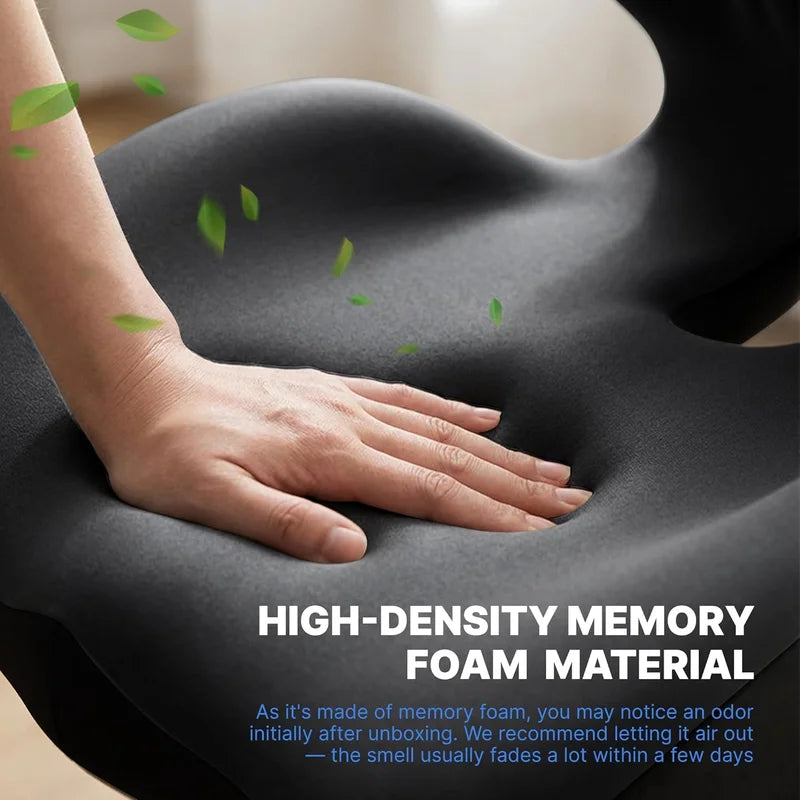 Ergonomic Memory Foam Office Chair Seat Cushion with Lumbar Support - Stress Relief & Comfort