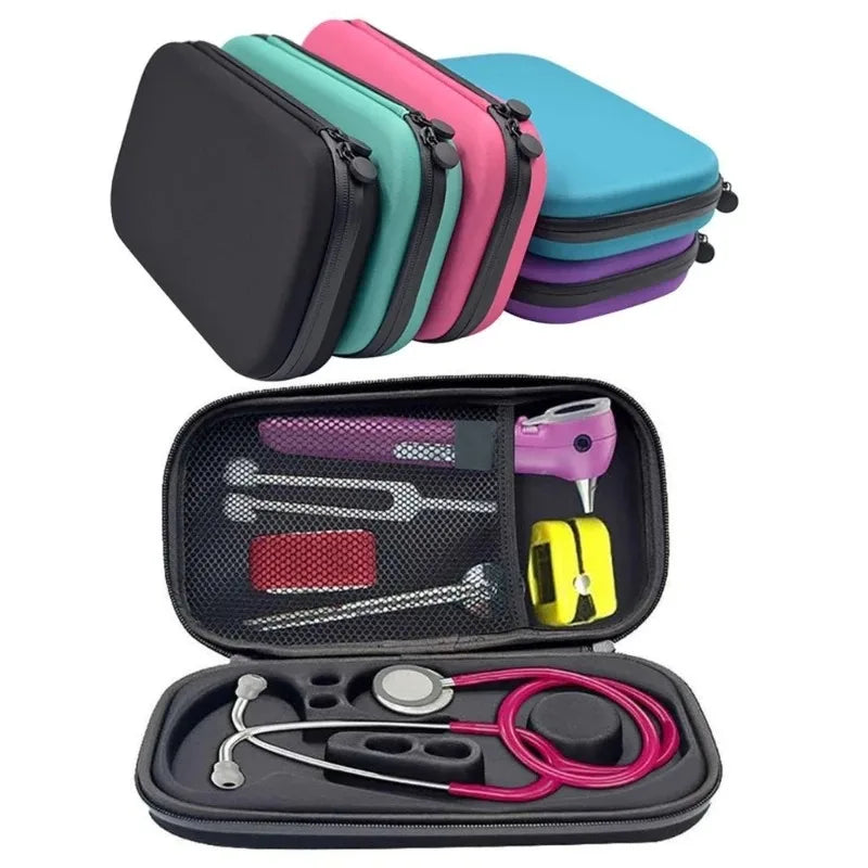 Portable EVA Stethoscope Storage Box with Mesh Organizer and Carry Handle