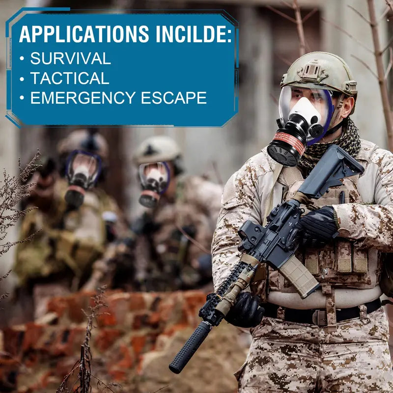 Full Face Respirator Gas Mask with Activated Carbon Filter Canister for Fumes and Chemical Protection