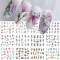 12-Piece Water Decal Nail Art Sticker Set with Flowers and Leaves
