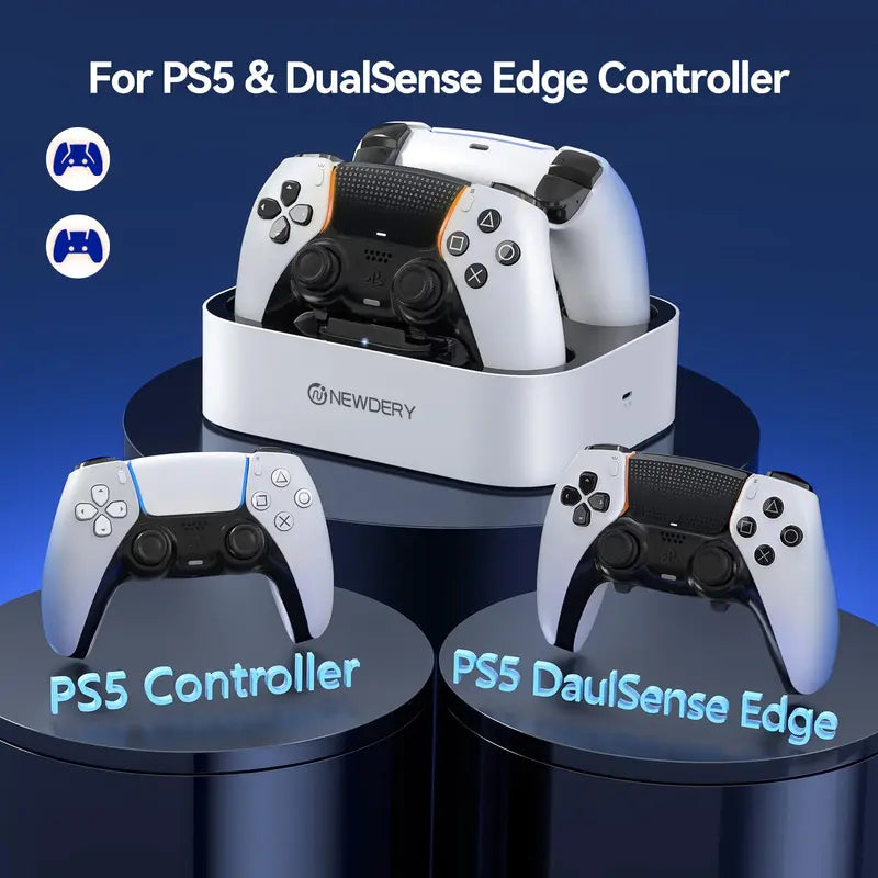 PS5 Controller Charger Station for DualSense & DualSense Edge - Fast Charging Dock with Cable