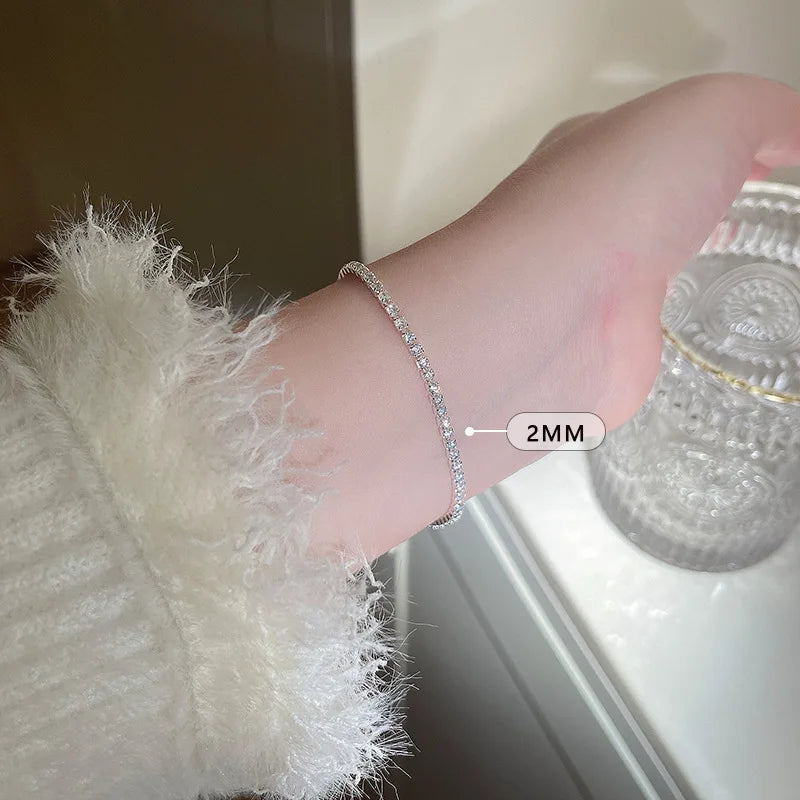 Sterling Silver Zircon Bracelet for Women - Simple Elegant Jewelry Gift