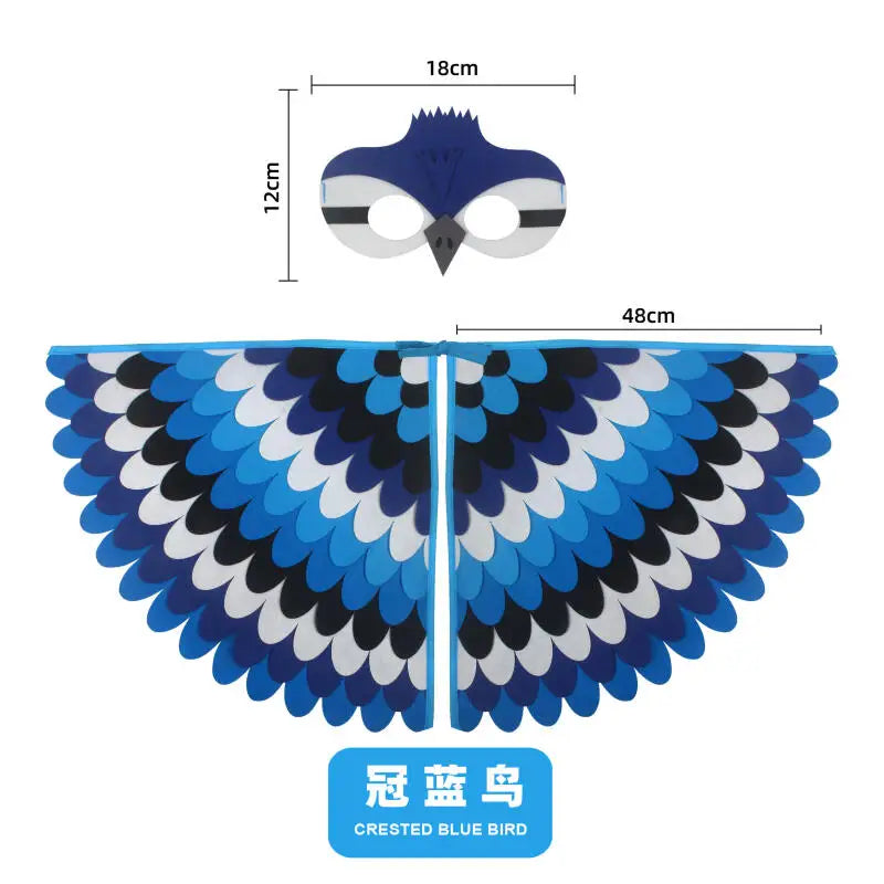 Kids Bird Wings & Mask Costume Set for Stage Play Halloween Cosplay