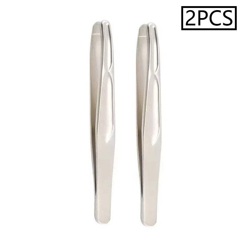 Stainless Steel Eyebrow Tweezers with Rounded Tips for Safe Grooming - Multiple Colors