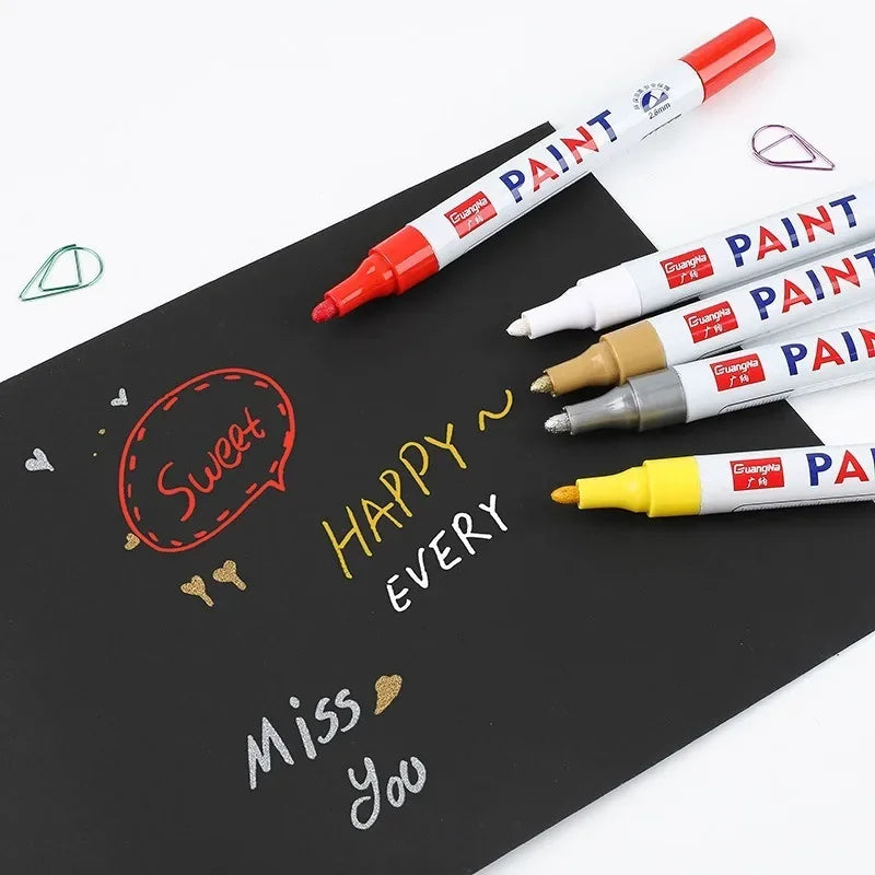 White Paint Marker Pens - Waterproof, Oily, Large Capacity, Multiple Tip Sizes