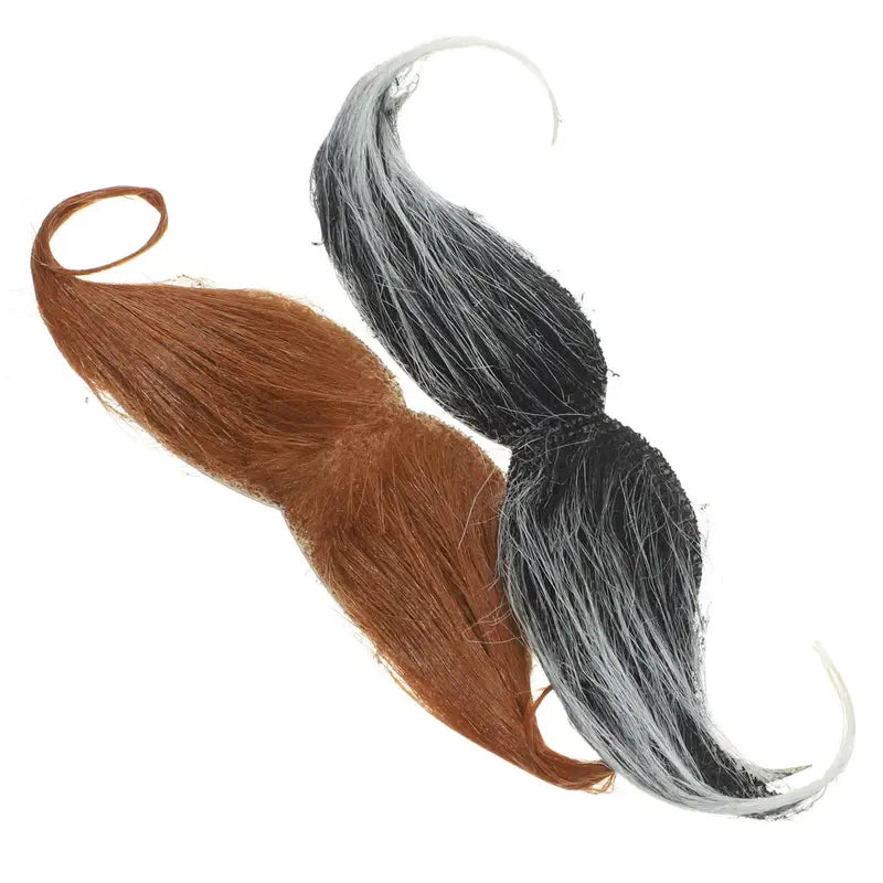 Self Adhesive Fake Mustaches Set - 2 Colors for Costume & Halloween Play