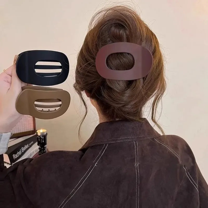 Leopard Matte Oval Hair Claw Clip for Women - Curved Acrylic Hair Accessory