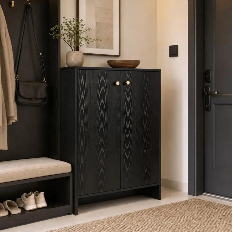 Slim 5-Tier Entryway Shoe Cabinet with Double Doors - Space Saving Storage