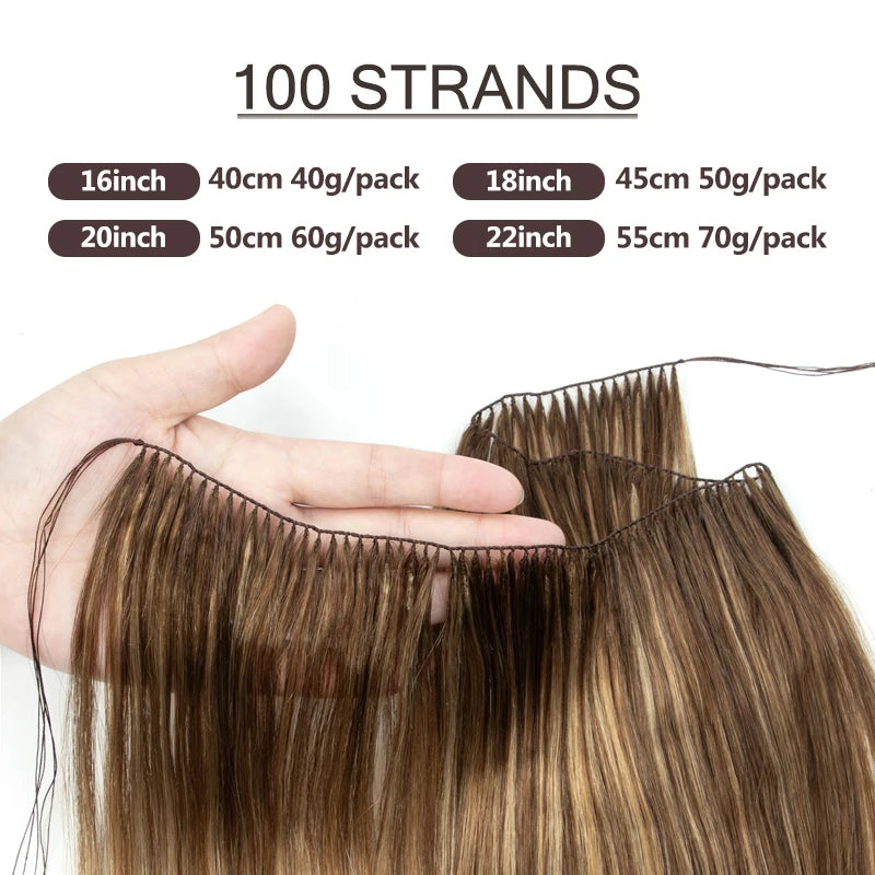 Invisible Feather Hair Extensions - Natural Human Hair Long Straight Sew-In Wefts