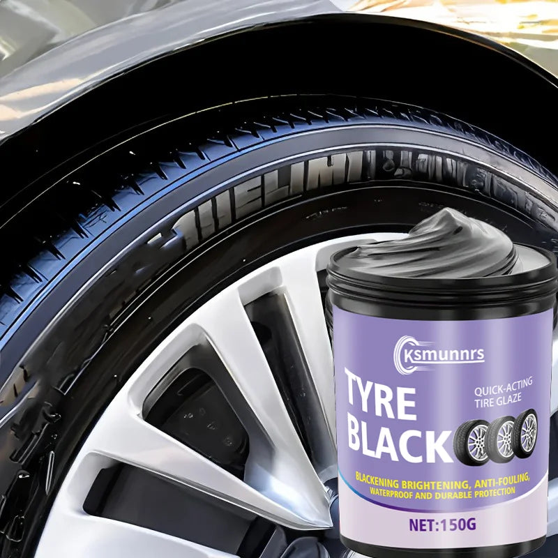 Black Glossy Car Tire Wax - Long-Lasting Tire & Plastic Interior Protectant