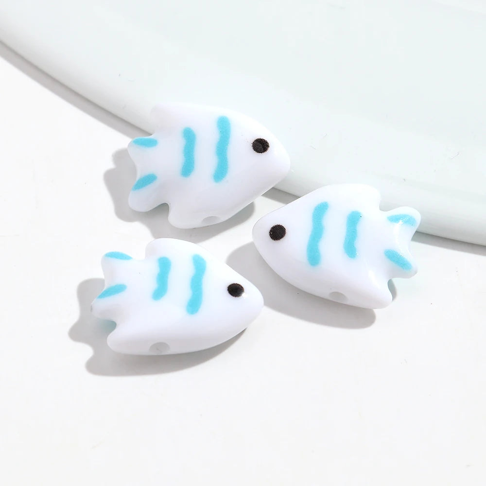 10pcs Colorful Acrylic Ocean Fish Spacer Beads for Jewelry Making & Crafts