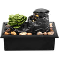 Mini Desktop Fountain with Light Battery and USB Powered Waterfall Decoration