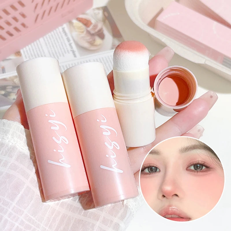 Korean Style Blush Stick - Brightening, Dual Lip & Cheek Makeup, Cloud Velvet Texture
